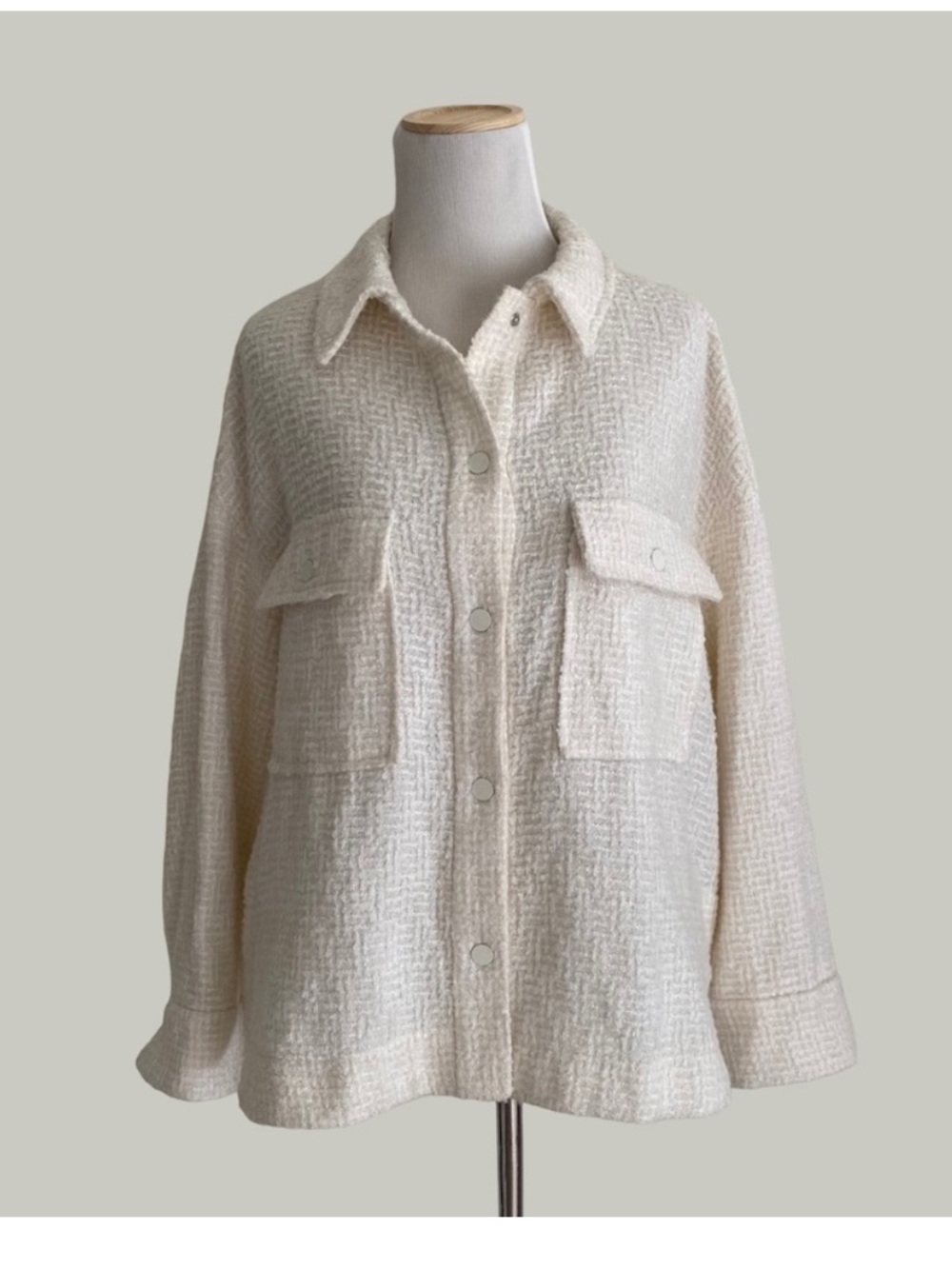 Zara 🤍🤍 White Cream Bouclé Teddy Jacket Shacket